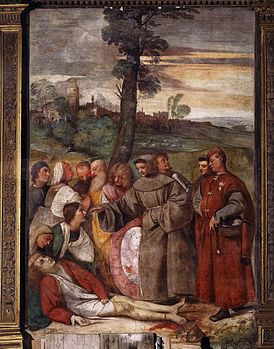 Titian, The healing of the wrathful son. virgin,